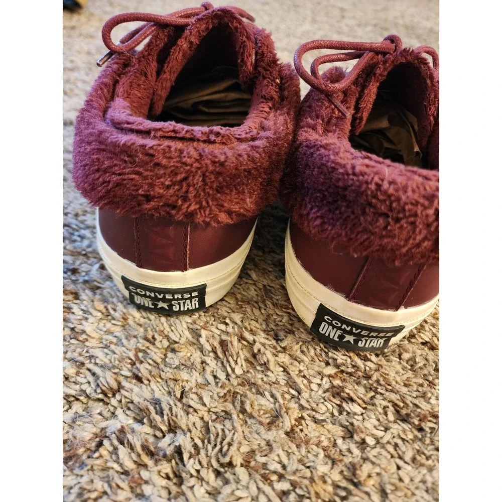 Converse One Star Ox Fur Dark Sangria Burgundy Leather Sneakers 162602C W8 M6
